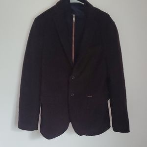 Zara Man burgundy red wool coat size 42